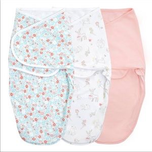 aden + anais wrap swaddles -pink, floral, 4-6m
